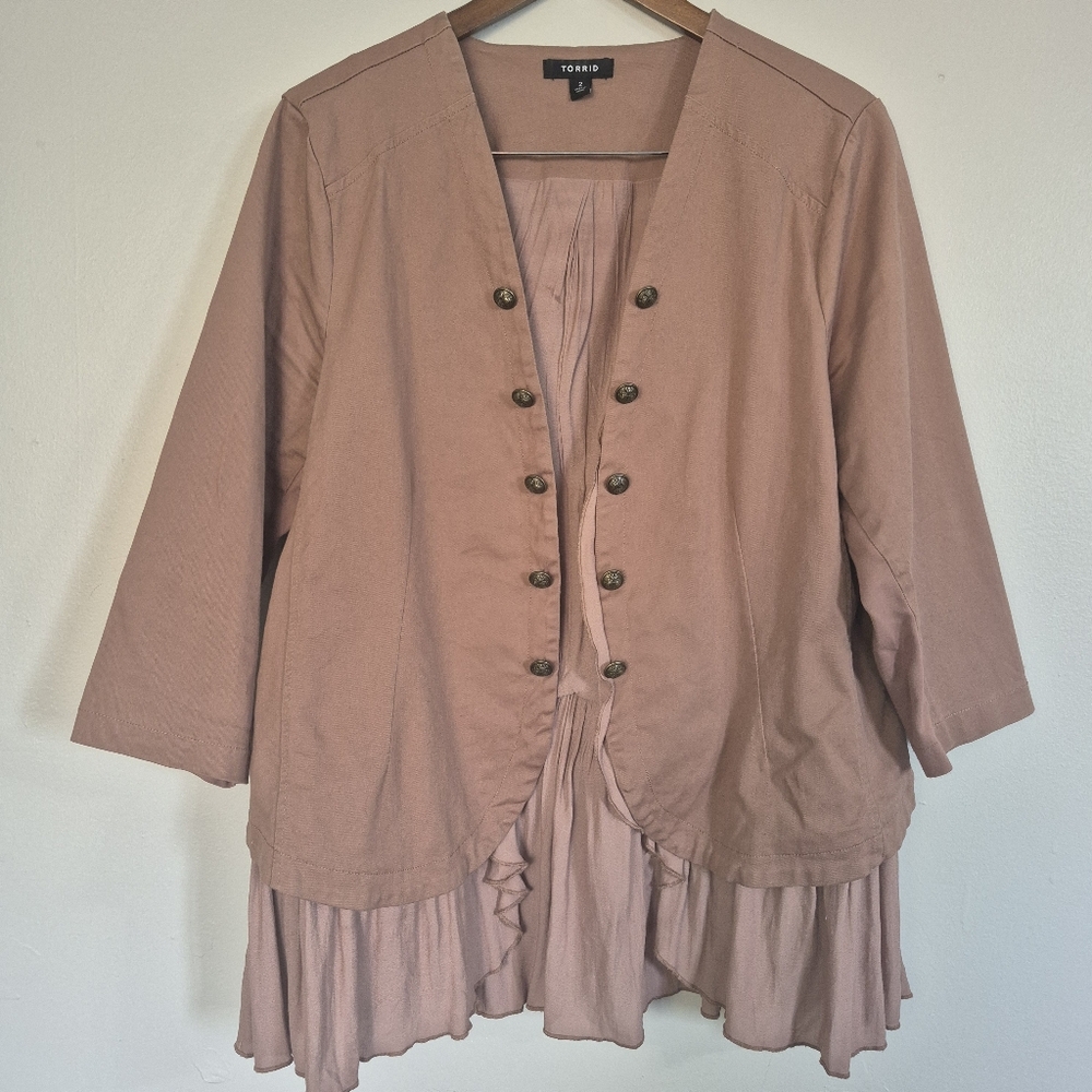 Torrid Twill Stretch Military Open Front Peplum Jacket Size 2XL - Picture 13 of 13